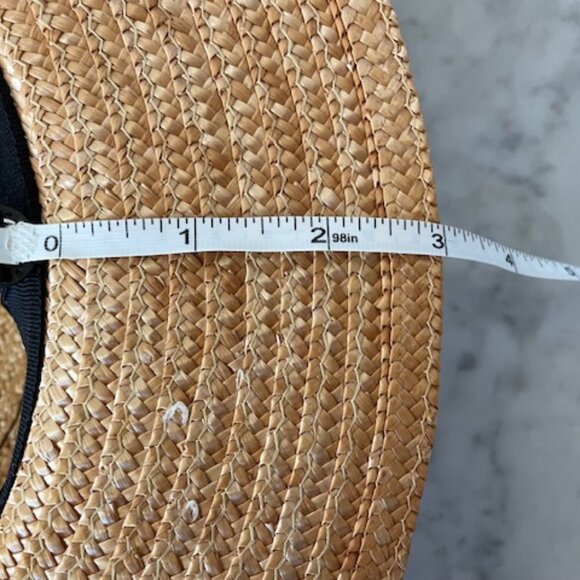 LAURA ASHLEY Vintage Straw Boater Hat with Navy White Ribbon Accent OS - Picture 15 of 16